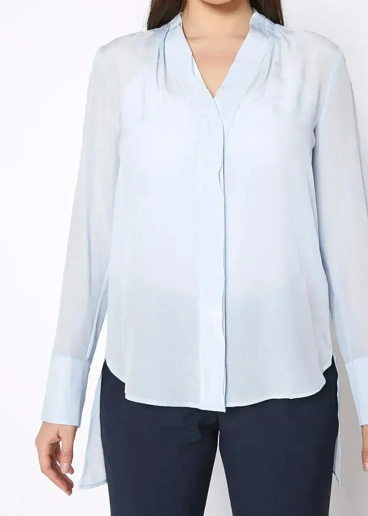 Women's Sheer Placket Hi Low Stylish Blouse | Femstylo - Femstylo