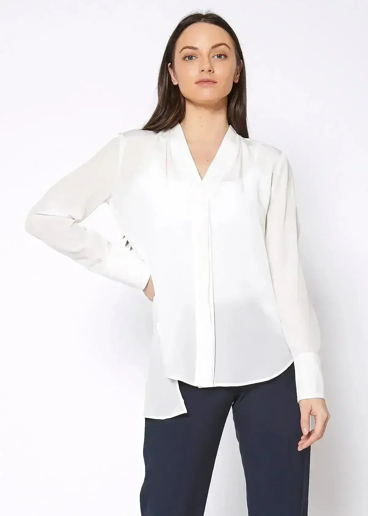 Women's Sheer Placket Hi Low Stylish Blouse | Femstylo - Femstylo
