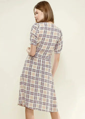 Women's Multi Check Tie Hem Blouse in Multiplaid | Femstylo - Femstylo