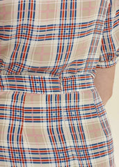 Women's Multi Check Button Down Slit Skirt in Multiplaid - Femstylo