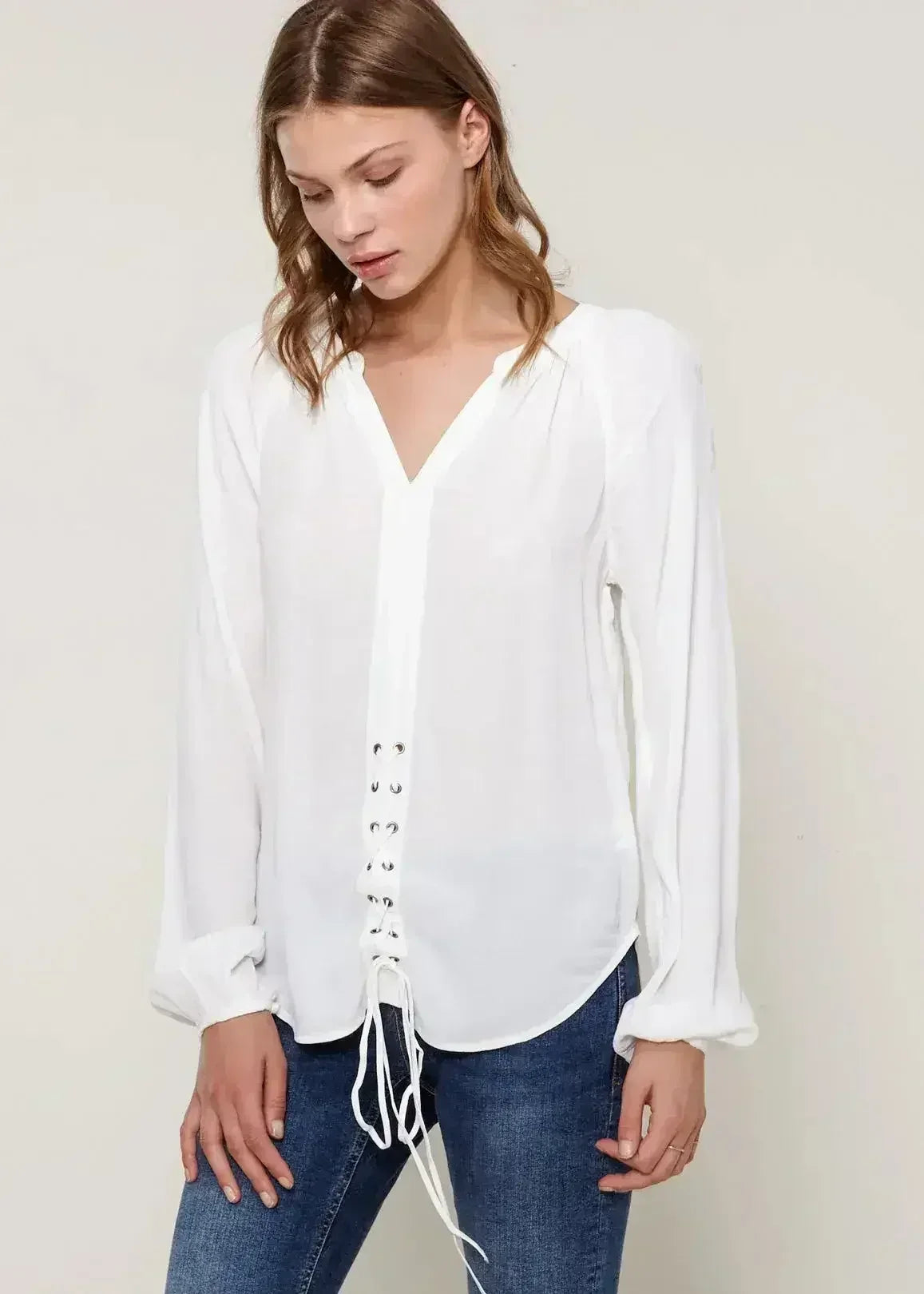 Women's Lace Up Blouse Office Style | Femstylo - Femstylo