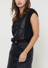 Ro & De Women's Snake Skin Print Cap Sleeve Top - Femstylo