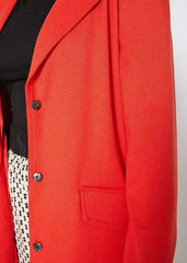 Women's Notch Collar Longline Jacket In Paprika - Femstylo