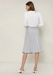 Ro & De Women's High Waisted Wool Knit Midi Skirt In Heather Grey - Femstylo