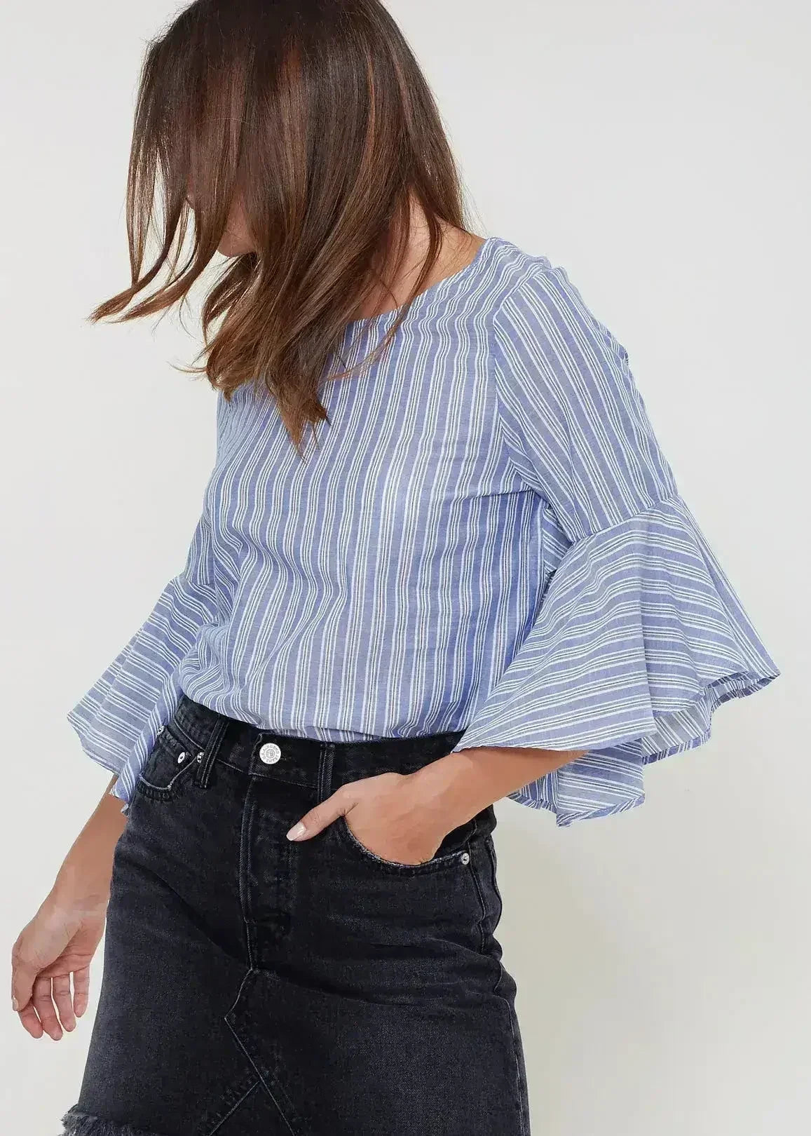 Women's 3/4 Bell Sleeve Knot Back Top - Femstylo