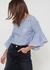 Women's 3/4 Bell Sleeve Knot Back Top - Femstylo