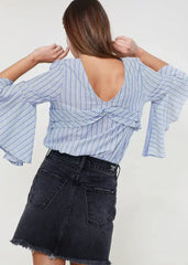 Women's 3/4 Bell Sleeve Knot Back Top - Femstylo