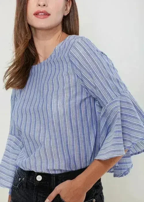 Women's 3/4 Bell Sleeve Knot Back Top - Femstylo