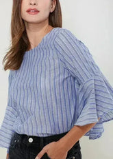 Women's 3/4 Bell Sleeve Knot Back Top - Femstylo