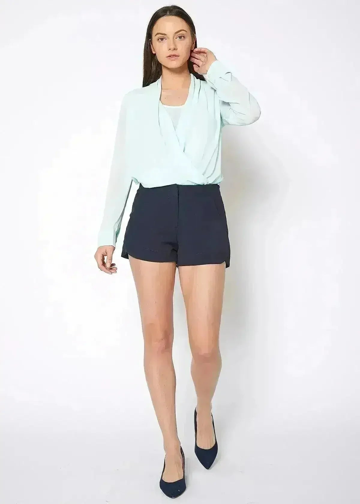 Women's Gabardine Mid Rise Shorts - Femstylo