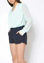 Women's Gabardine Mid Rise Shorts - Femstylo