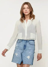 Ivory Sheer Button Up Blouse | Femstylo - Femstylo