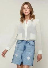 Ivory Sheer Button Up Blouse | Femstylo - Femstylo