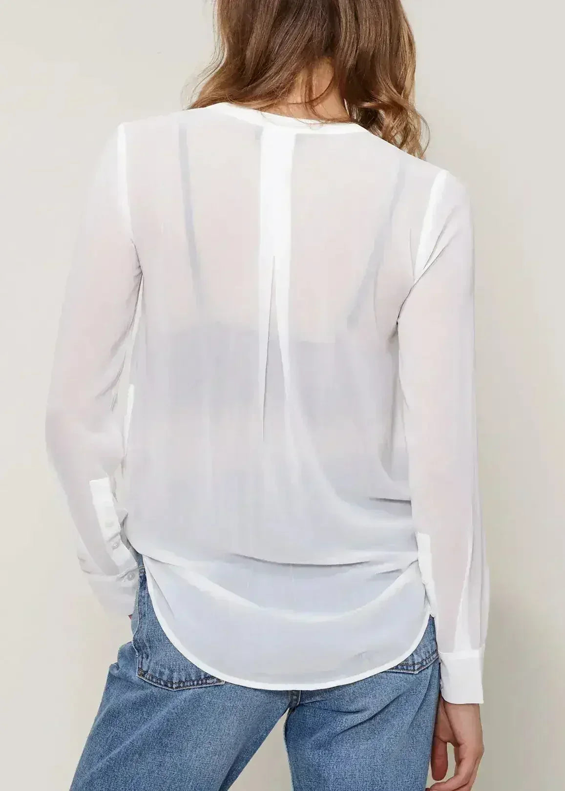 Ivory Sheer Button Up Blouse | Femstylo - Femstylo