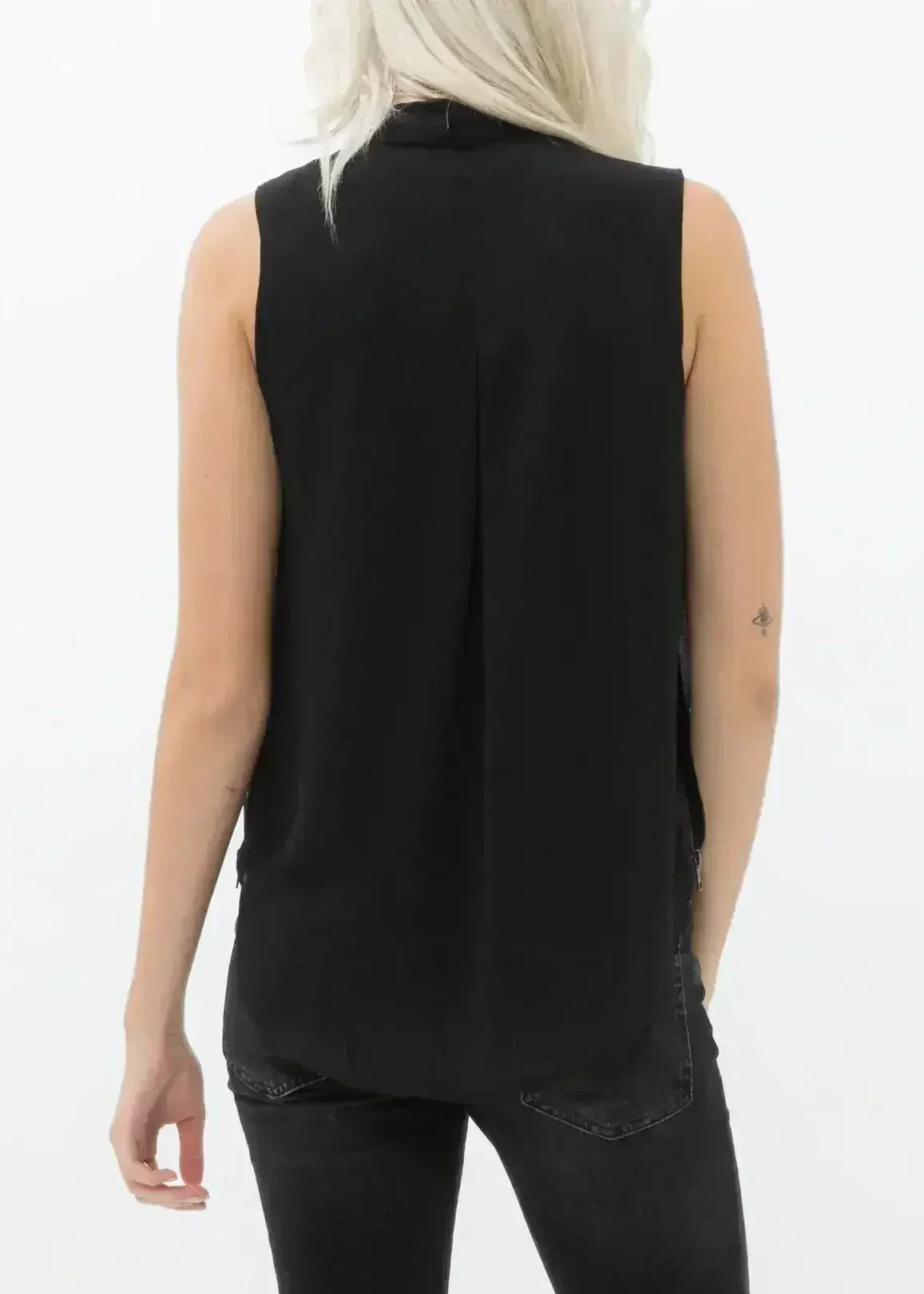 Women's Surplice Sleeveless Blouse In Black | Femstylo - Femstylo