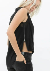 Women's Surplice Sleeveless Blouse In Black | Femstylo - Femstylo