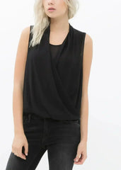 Women's Surplice Sleeveless Blouse In Black | Femstylo - Femstylo