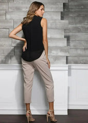 Women's Surplice Sleeveless Blouse In Black | Femstylo - Femstylo