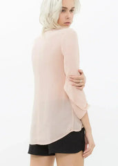 Blush & Cream Cross Hem Blouse For Women | Femstylo - Femstylo