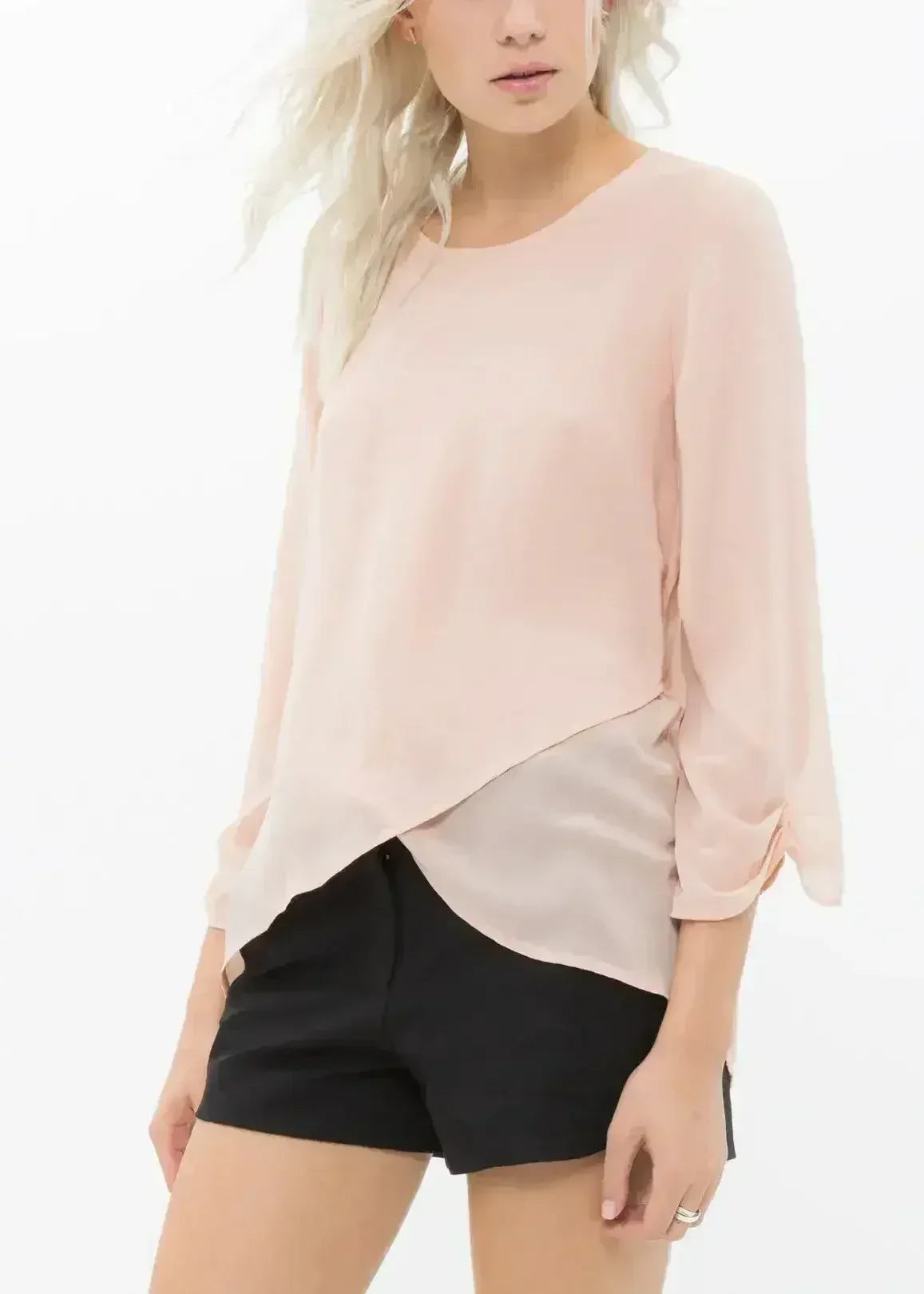 Blush & Cream Cross Hem Blouse For Women | Femstylo - Femstylo