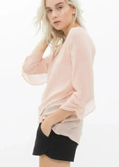 Blush & Cream Cross Hem Blouse For Women | Femstylo - Femstylo