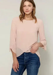 Blush & Cream Cross Hem Blouse For Women | Femstylo - Femstylo