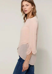 Blush & Cream Cross Hem Blouse For Women | Femstylo - Femstylo