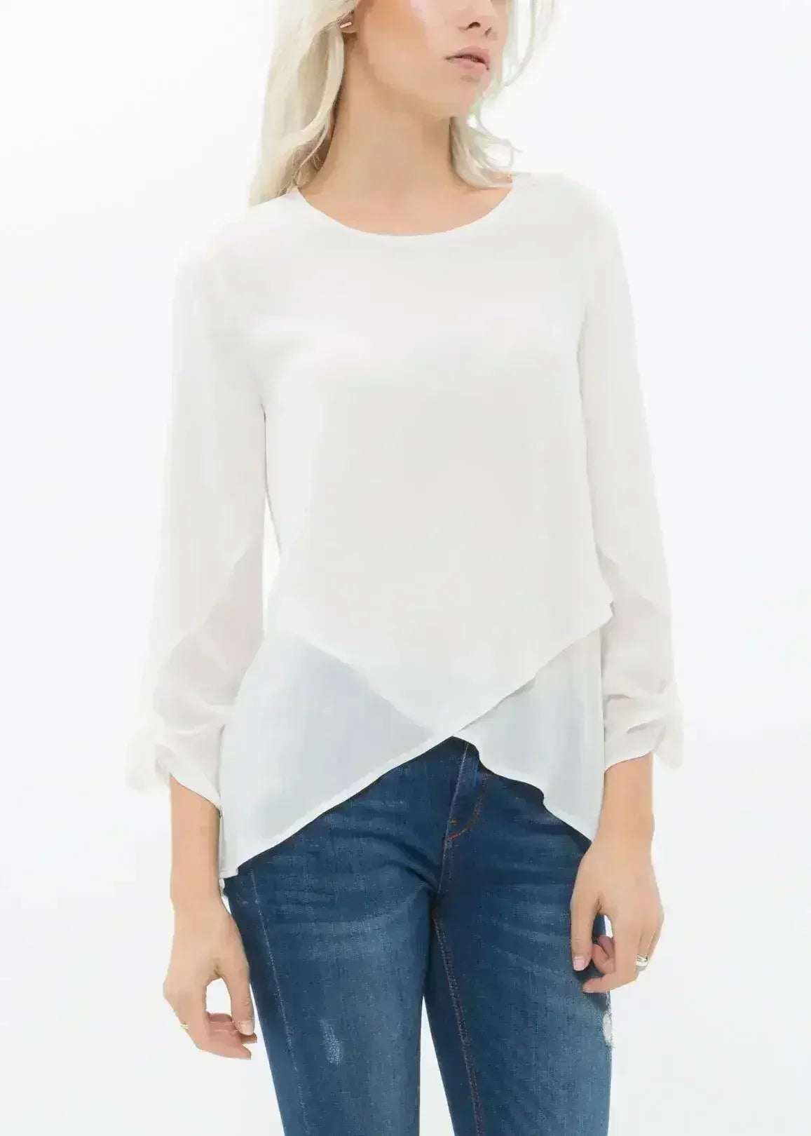 Blush & Cream Cross Hem Blouse For Women | Femstylo - Femstylo