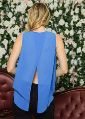 Women's Sleeveless Wrap Blouse In Ocean Blue | Femstylo - Femstylo