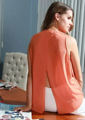 Women's V-Neck Sleeveless Wrap Blouse In Bittersweet | Femstylo - Femstylo