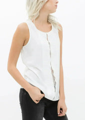 Women's Sleeveless Round Neck Lace Detail Top - Femstylo