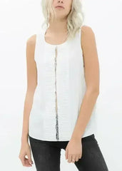 Women's Sleeveless Round Neck Lace Detail Top - Femstylo