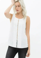 Women's Sleeveless Round Neck Lace Detail Top - Femstylo