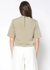 Embossed Short Sleeve Crop Top - Women's Minimalist Style - Femstylo