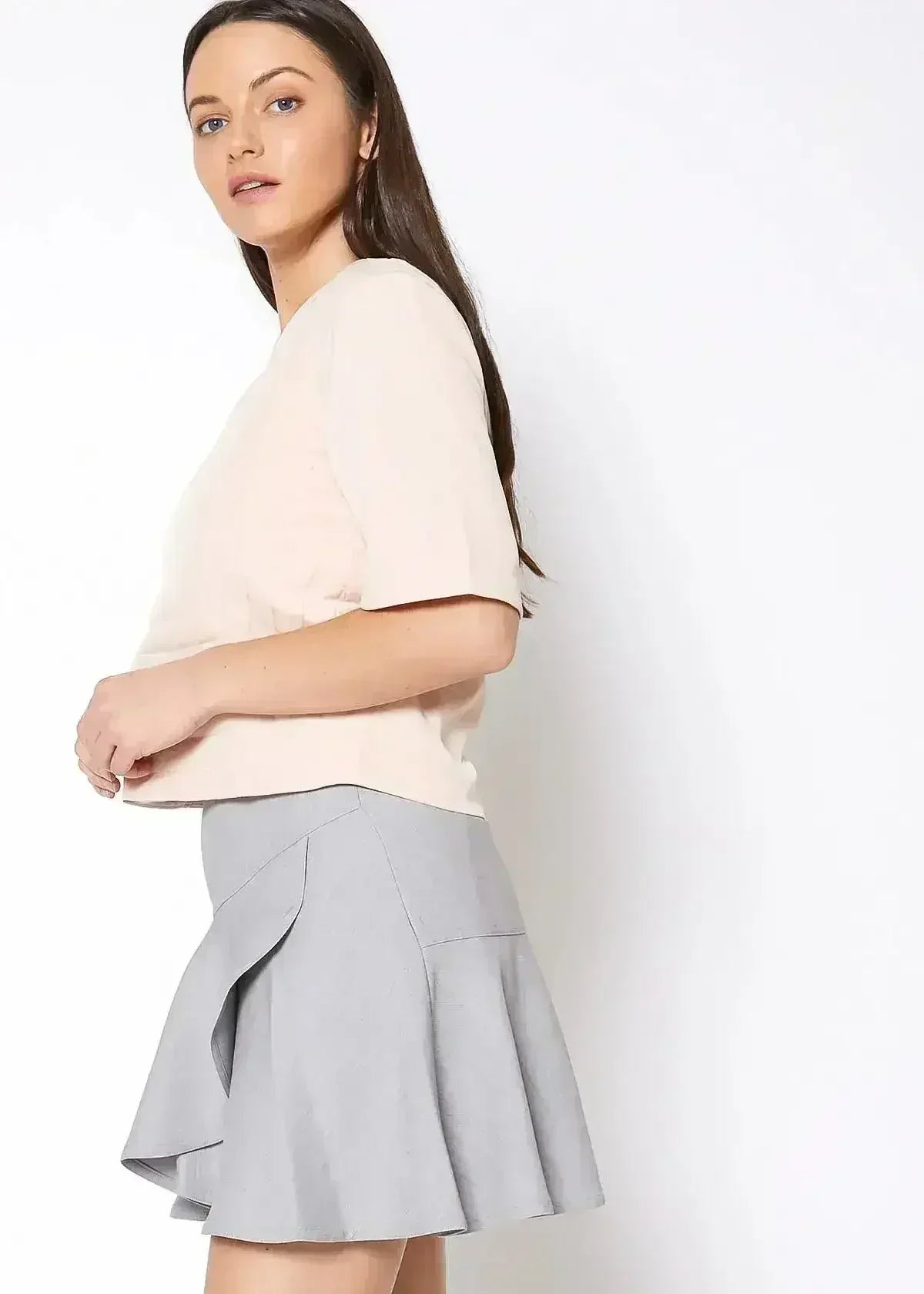 Embossed Short Sleeve Crop Top - Women's Minimalist Style - Femstylo