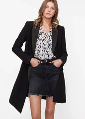 Women's Double Breasted Long Blazer | Professional Black Coat - Femstylo