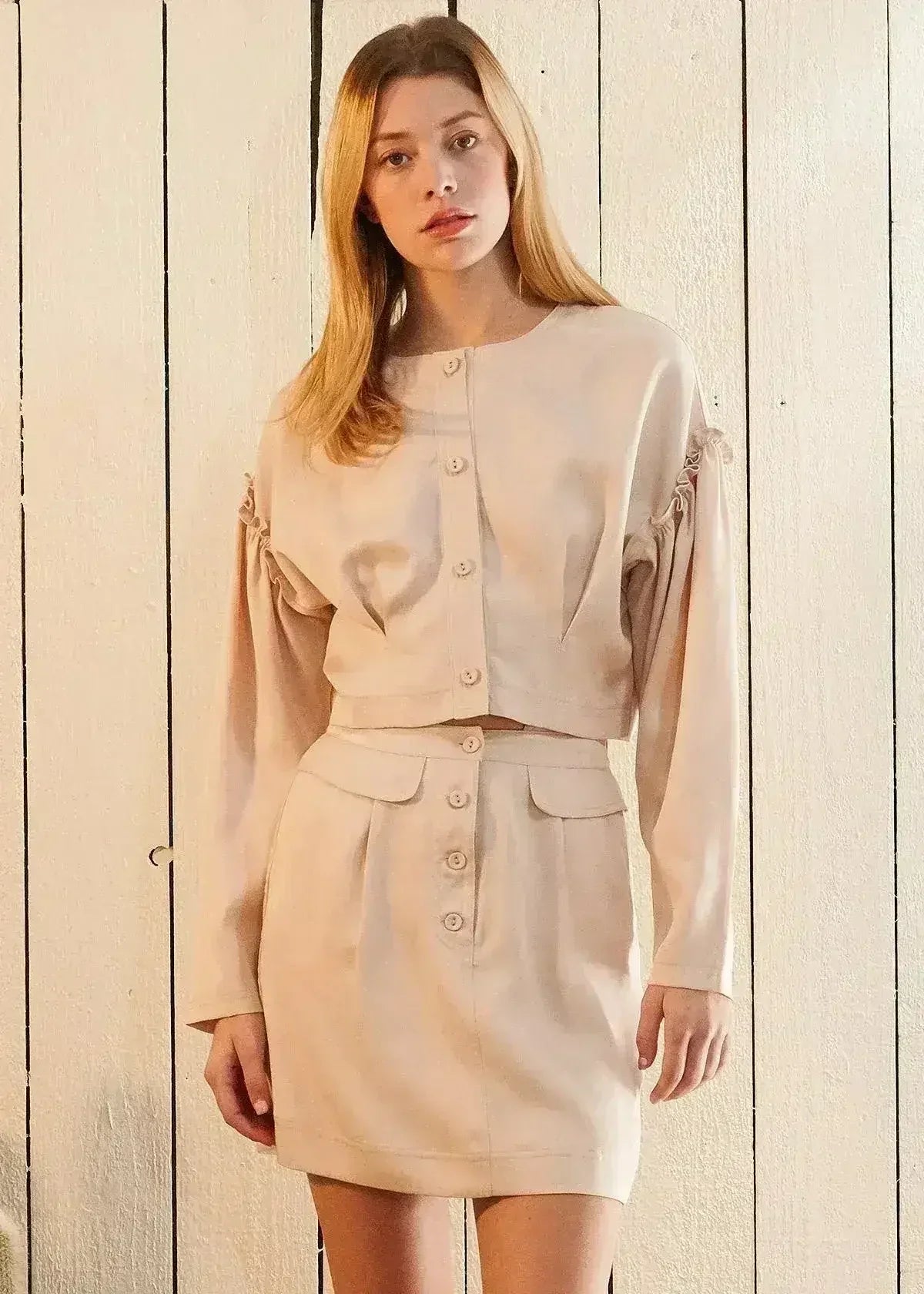 Women's Tencel Crop Top - Drop Shoulder & Ruffled Detail - Femstylo