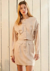 Women's Tencel Crop Top - Drop Shoulder & Ruffled Detail - Femstylo