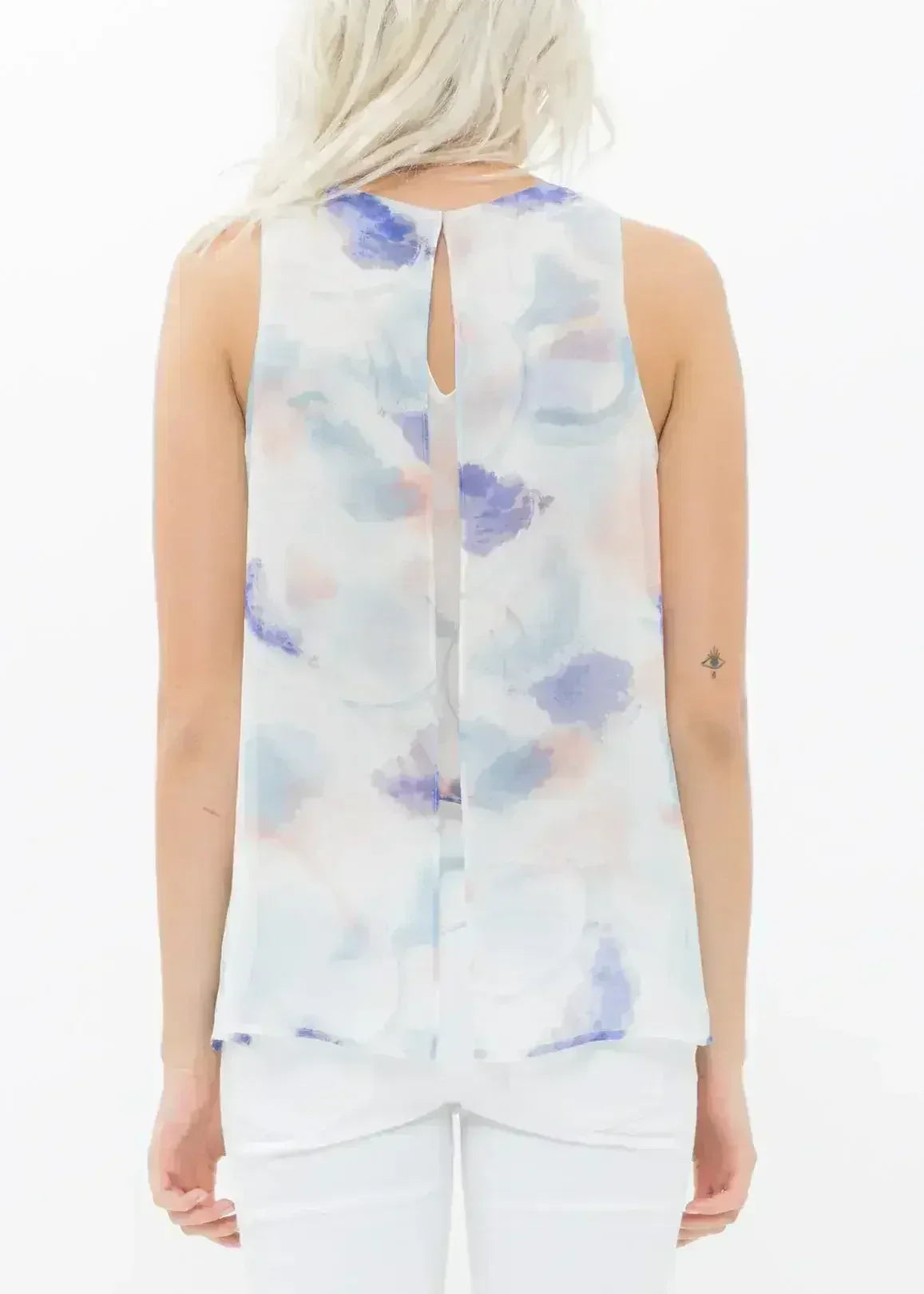 Women's Sleeveless Slit Blouse In Water Color | Femstylo - Femstylo