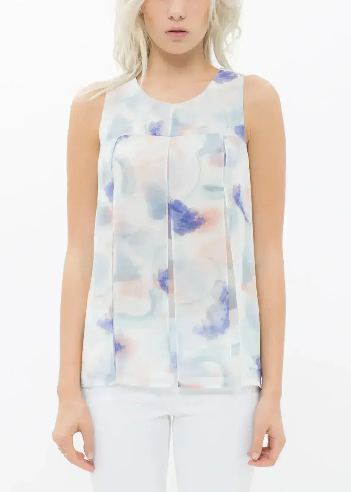 Women's Sleeveless Slit Blouse In Water Color | Femstylo - Femstylo