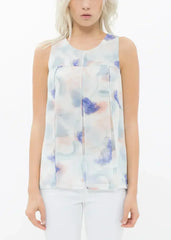 Women's Sleeveless Slit Blouse In Water Color | Femstylo - Femstylo