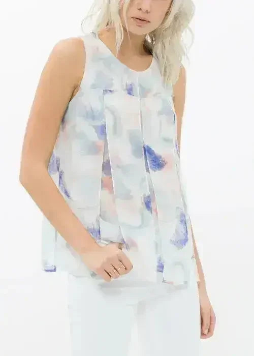 Women's Sleeveless Slit Blouse In Water Color | Femstylo - Femstylo