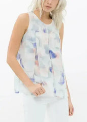 Women's Sleeveless Slit Blouse In Water Color | Femstylo - Femstylo