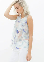 Women's Sleeveless Slit Blouse In Water Color | Femstylo - Femstylo