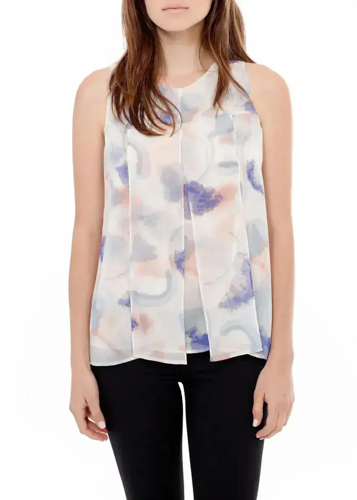 Women's Sleeveless Slit Blouse In Water Color | Femstylo - Femstylo