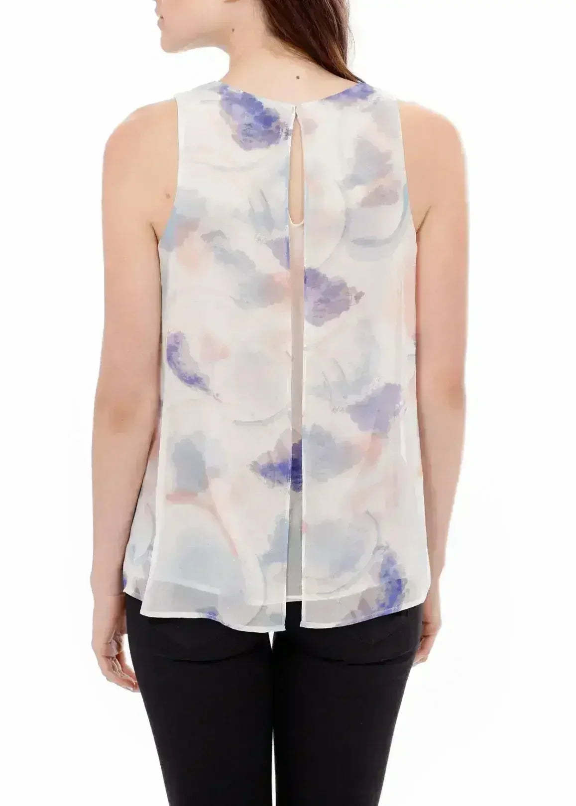 Women's Sleeveless Slit Blouse In Water Color | Femstylo - Femstylo