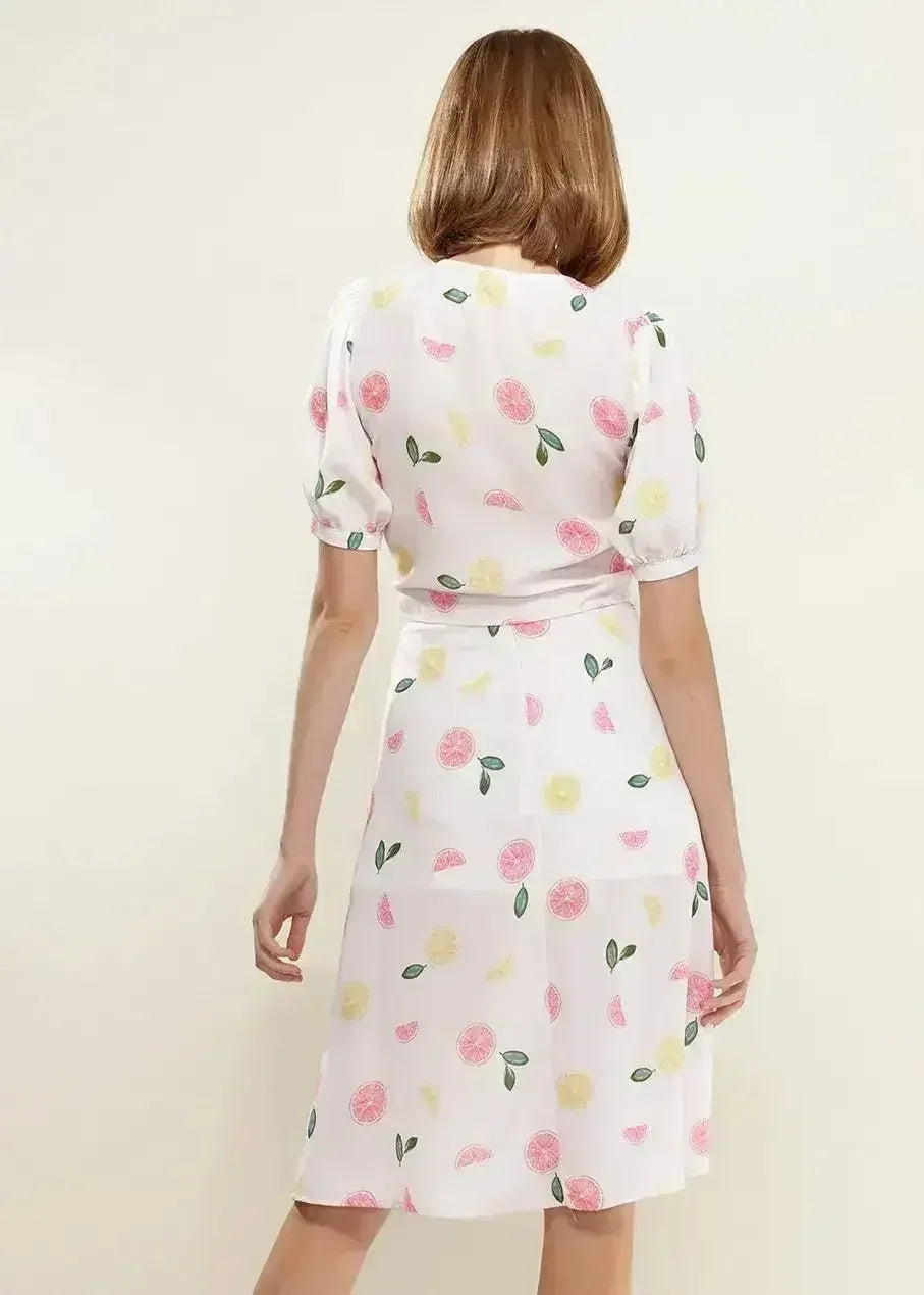 Fruit Punch Tie Hem Open Front Blouse in Fruit Punch | Femstylo - Femstylo