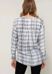 Printed Wrap Hem Checked Blouse | Femstylo - Femstylo