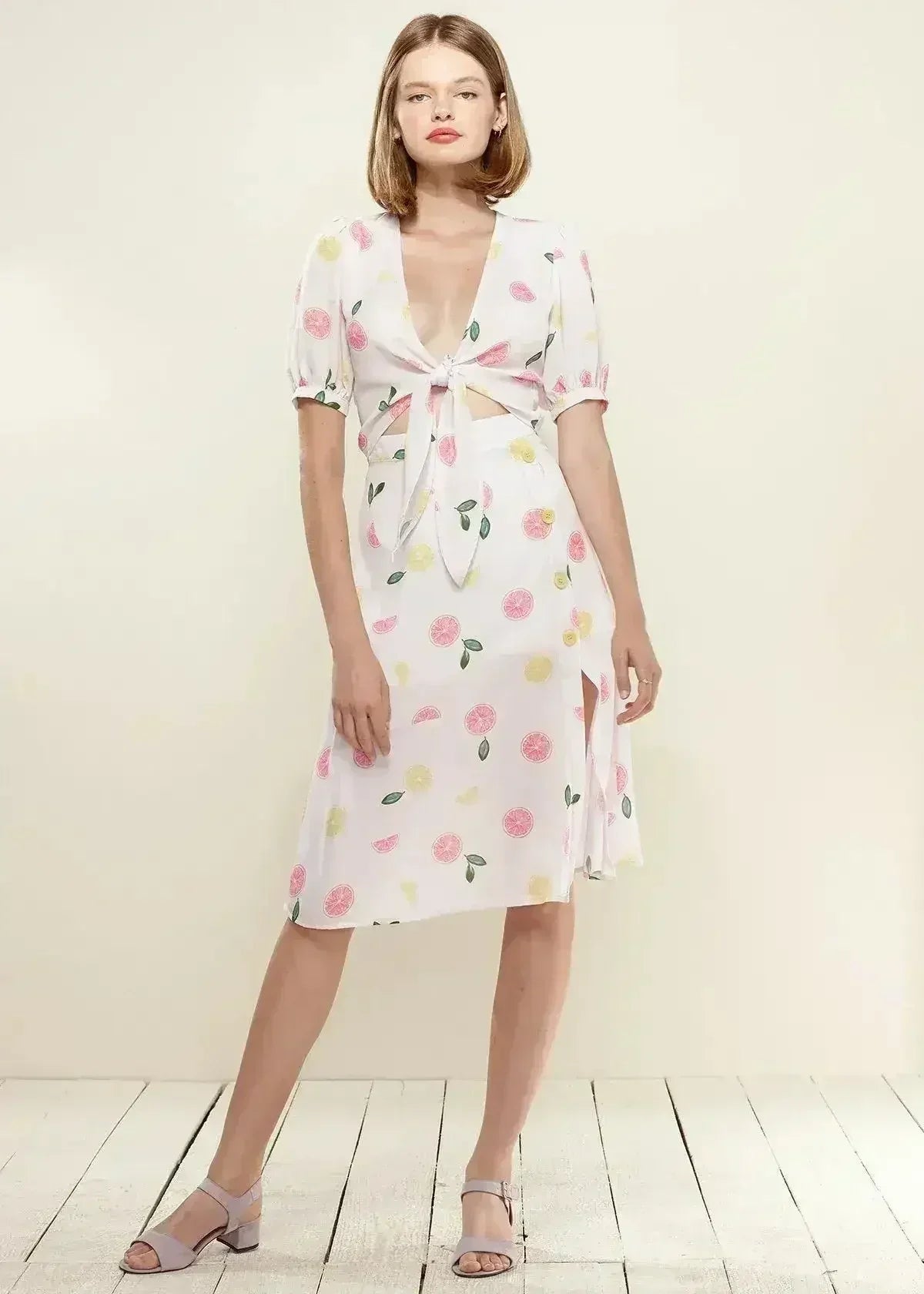 Button Front Midi Skirt in Fruit Punch - Femstylo