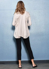 Women's Crewneck Hi-lo Top In Taupe - Femstylo